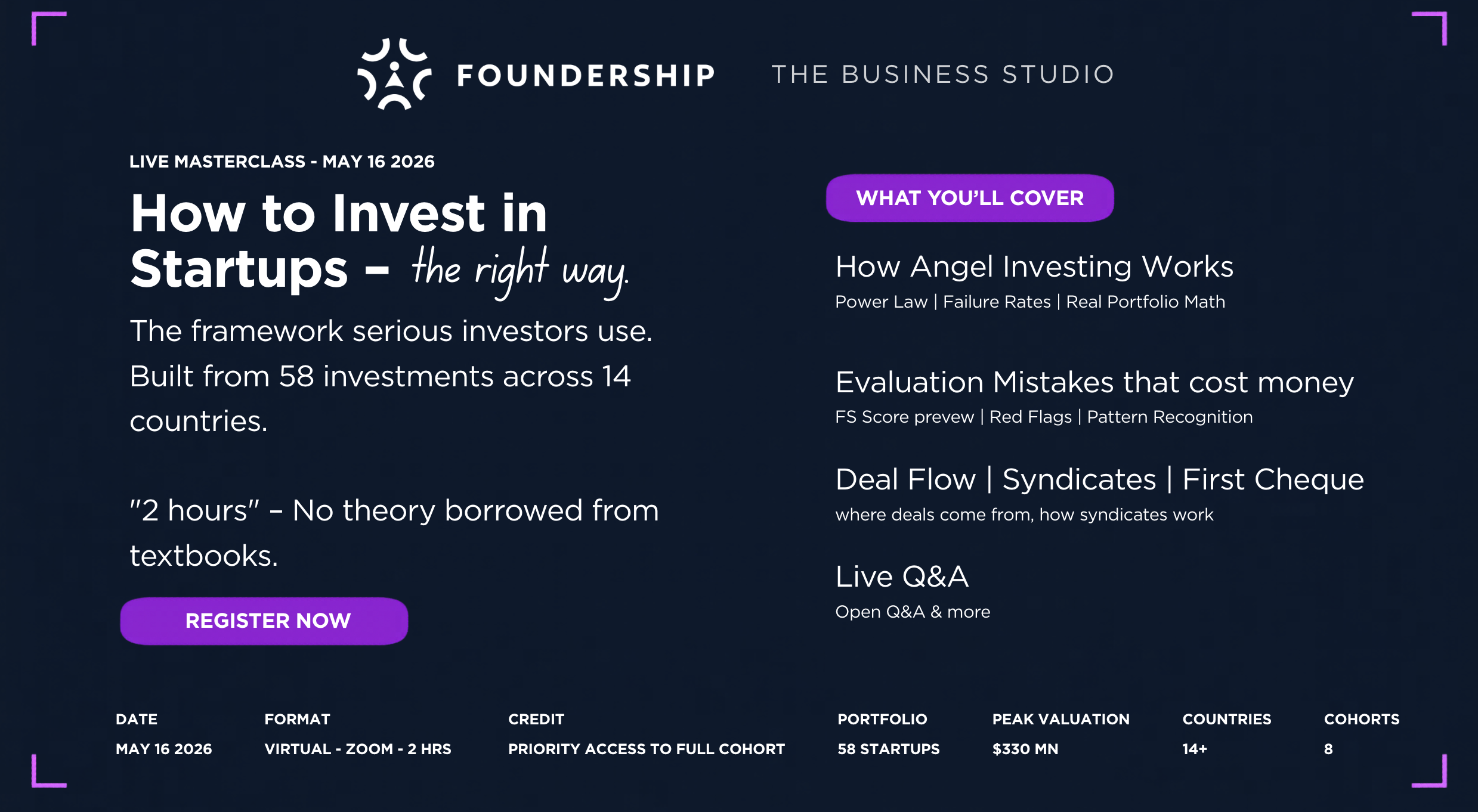 How to Invest in Startups - The Right Way! A Live Masterclass by Foundership