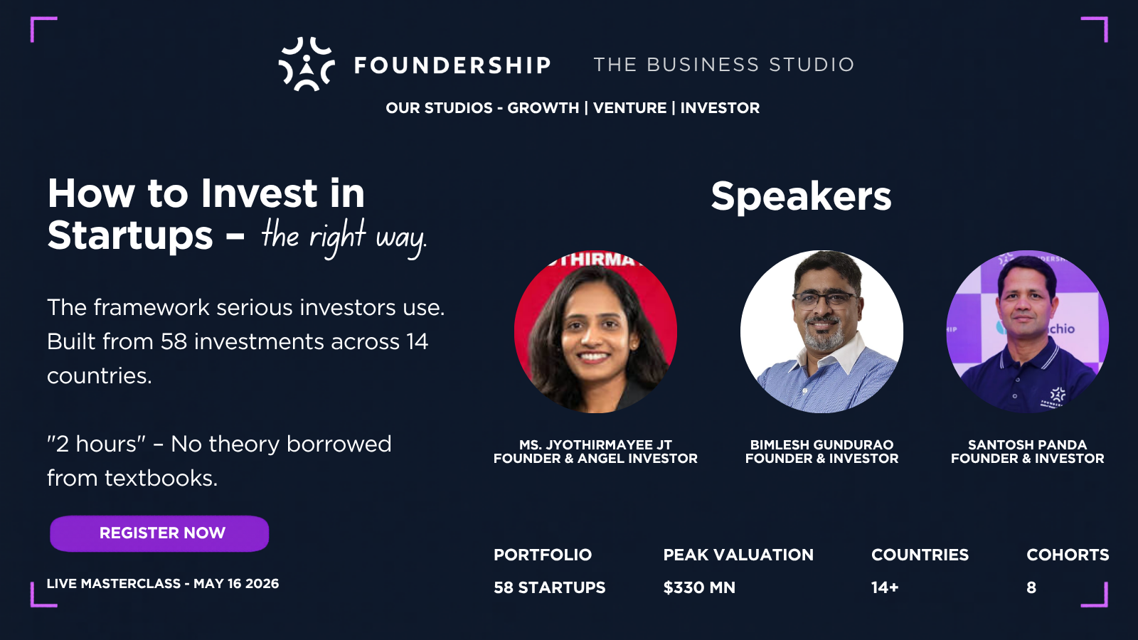 How to Invest in Startups - The Right Way! A Live Masterclass by Foundership